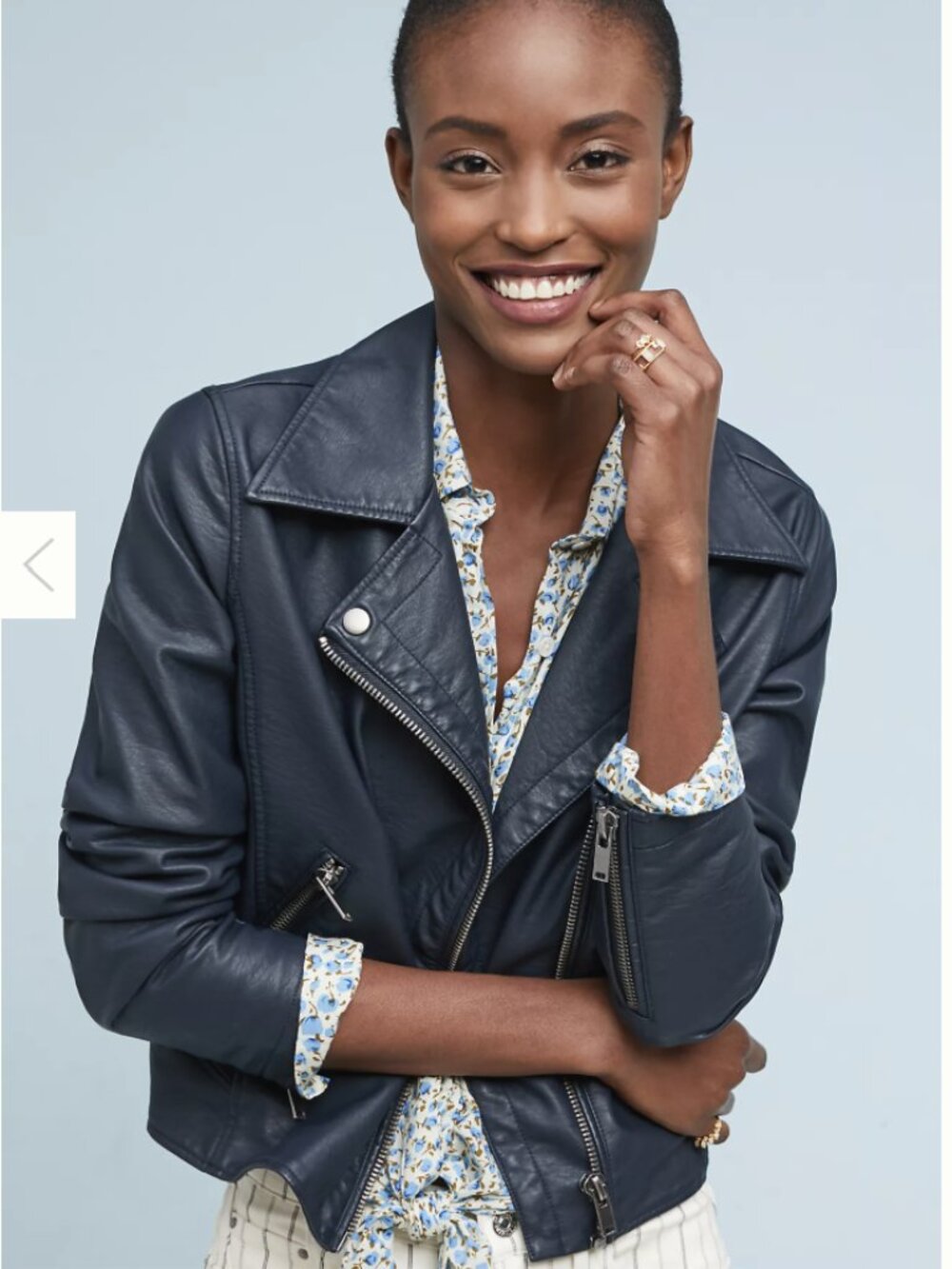 Anthropologie Vegan Leather Moto Jacket, Navy Blue, Sz. M, Never Worn